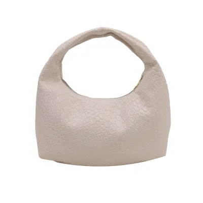 Women Retro Simple Solid Color Weaving Underarm Handbag