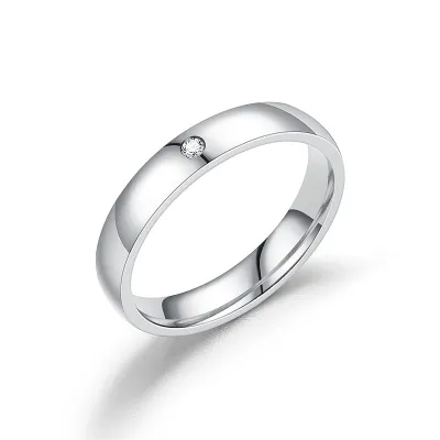 Women Fashion Simple Fadeless Titanium Steel Rhinestone U-Shape Ring