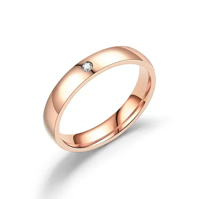 Women Fashion Simple Fadeless Titanium Steel Rhinestone U-Shape Ring