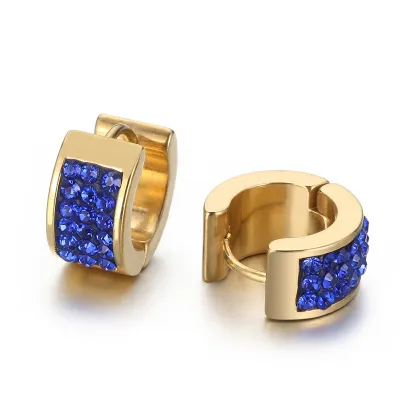 Women Fashion Stainless Steel Solid Color Rhinestone Earrings
