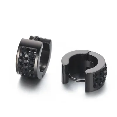 Women Fashion Stainless Steel Solid Color Rhinestone Earrings