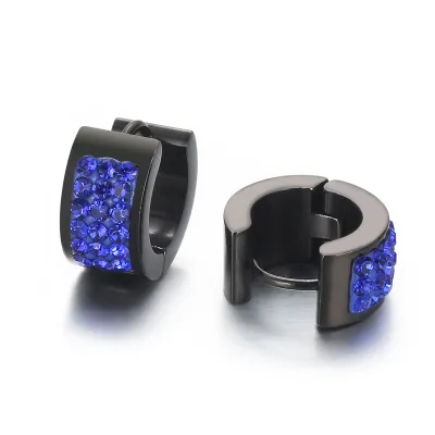 Women Fashion Stainless Steel Solid Color Rhinestone Earrings
