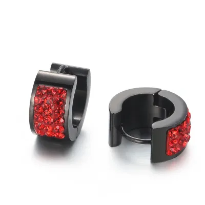 Women Fashion Stainless Steel Solid Color Rhinestone Earrings