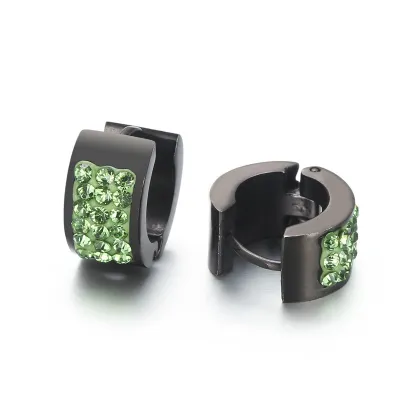 Women Fashion Stainless Steel Solid Color Rhinestone Earrings