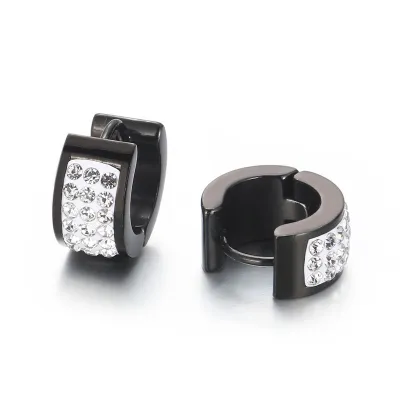 Women Fashion Stainless Steel Solid Color Rhinestone Earrings