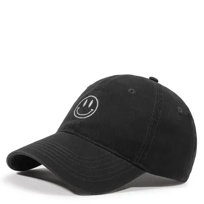 Fashion Casual Solid Color Smile Face Embroidered Soft Top Baseball Sunscreen Cap