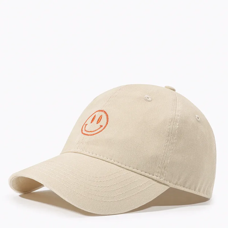 Fashion Casual Solid Color Smile Face Embroidered Soft Top Baseball Sunscreen Cap