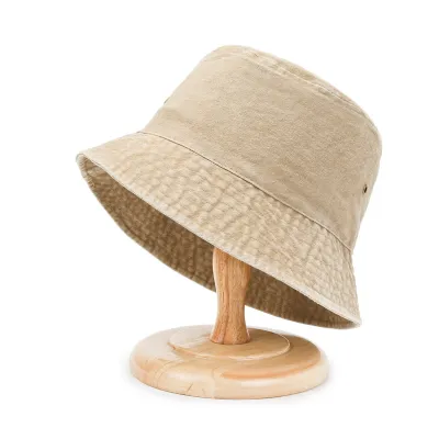 Fashion Simple Solid Color Washed Denim Sunscreen Bucket Hat