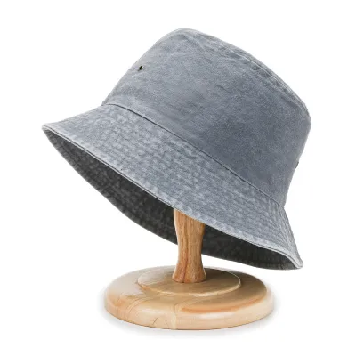 Fashion Simple Solid Color Washed Denim Sunscreen Bucket Hat