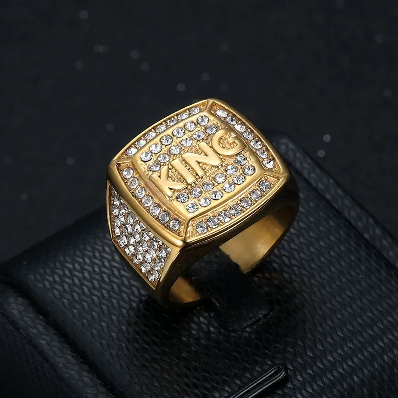 Men Fashion Vintage Hip-Hop Geometric Titanium Steel Ring
