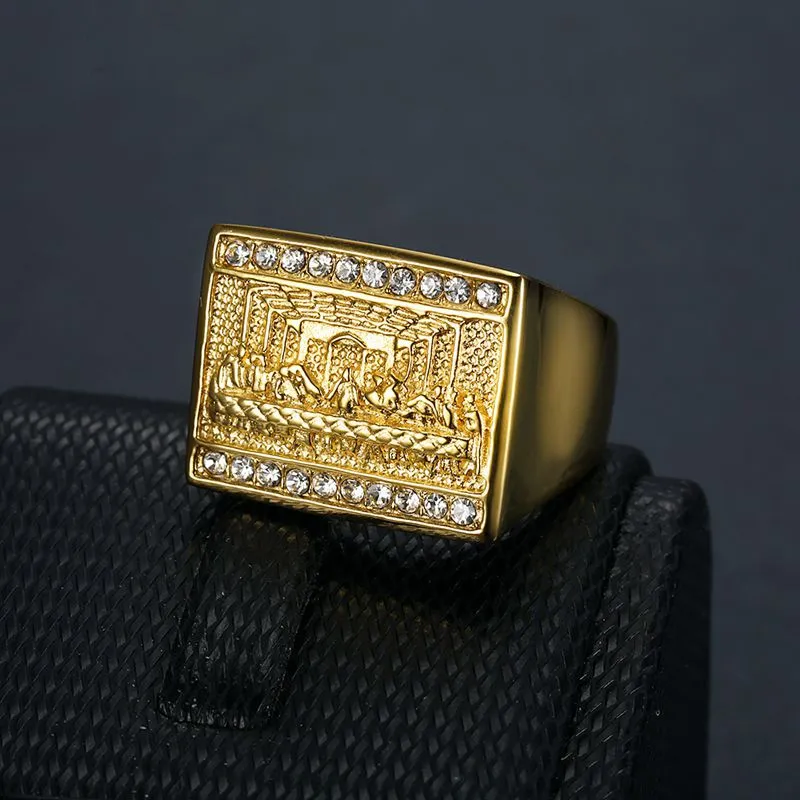 Men's Fashion Vintage Hip-Hop Stainless Steel Geometric Ring