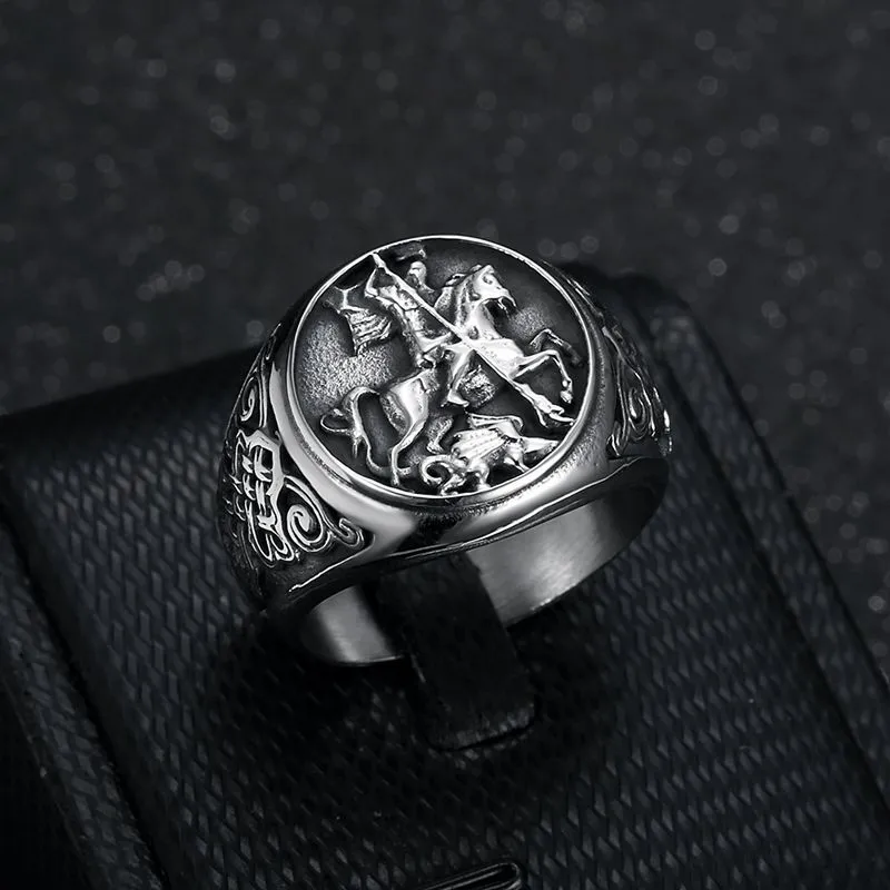 Men Fashion Vintage Geometric Stainless Steel Ring