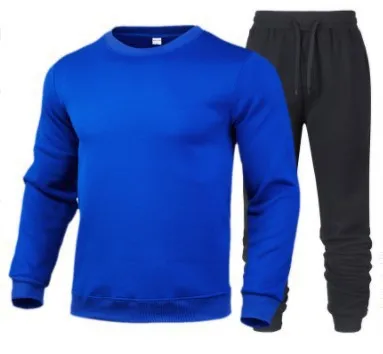 Men Autumn Winter Casual Basic Solid Color Long Sleeve Sweatshirt Pants Set