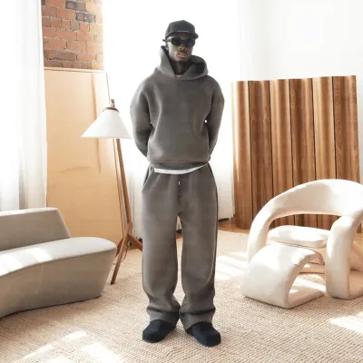 Fashion Casual Hoodie and Drawstring Pants Set for Men