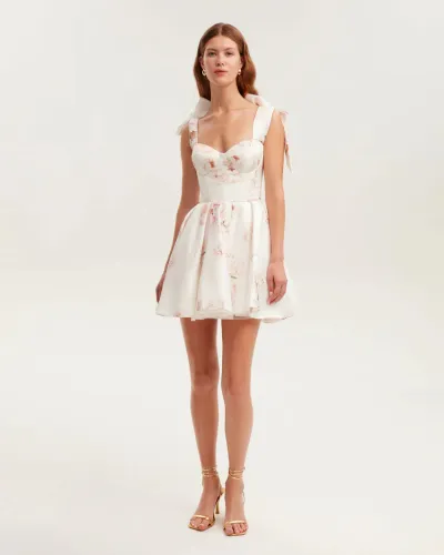 Women Elegant Vacation Floral Printed Sleeveless Lace-Up Backless Dress