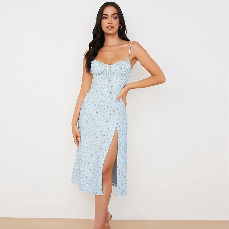Women Sling Style Vacation Floral Printed Camisole Dress