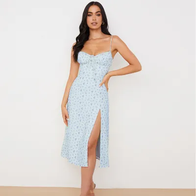 Women Sling Style Vacation Floral Printed Camisole Dress