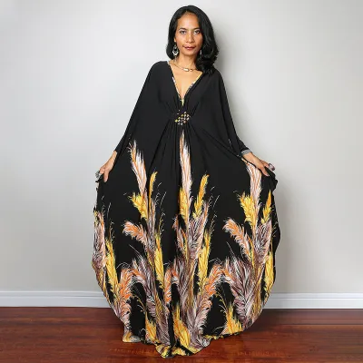 Women Fashion Casual Vacation Stripe Floral Printed Sunscreen Long Cover-Ups