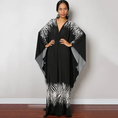 Women Fashion Casual Vacation Stripe Floral Printed Sunscreen Long Cover-Ups