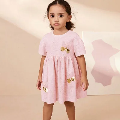 Kids Toddler Girls Casual Cute Butterfly Short Sleeve Dress