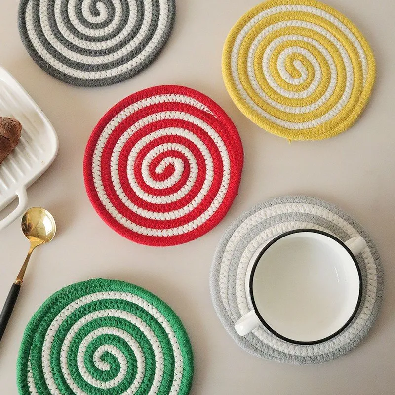 Fashion Anti-Scaling Non-Slip Multicolor Cotton Rope Coaster for Home Kitchen