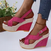 Women Fashion Sexy Plus Size Platform Cross Strap High Heeled Sandals