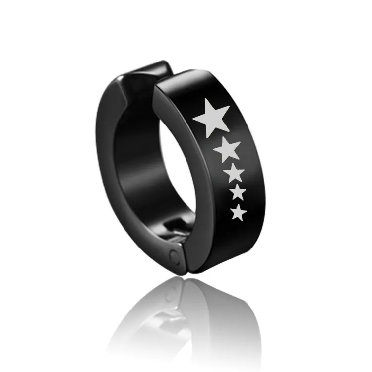 Men Simple Pattern Printed Titanium Steel Ear Clip Unisex Personality Trend