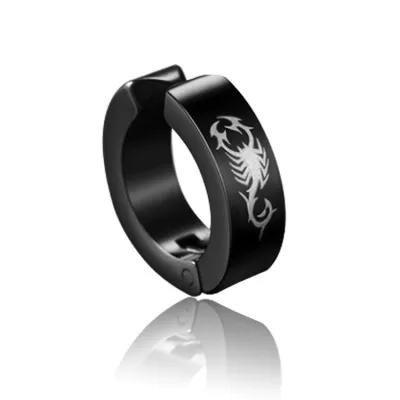 Men Simple Pattern Printed Titanium Steel Ear Clip Unisex Personality Trend