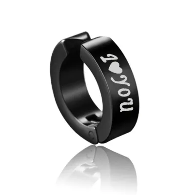 Men Simple Pattern Printed Titanium Steel Ear Clip Unisex Personality Trend