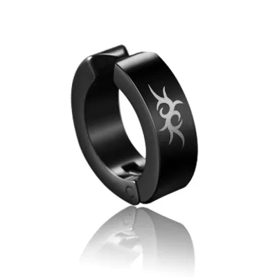 Men Simple Pattern Printed Titanium Steel Ear Clip Unisex Personality Trend