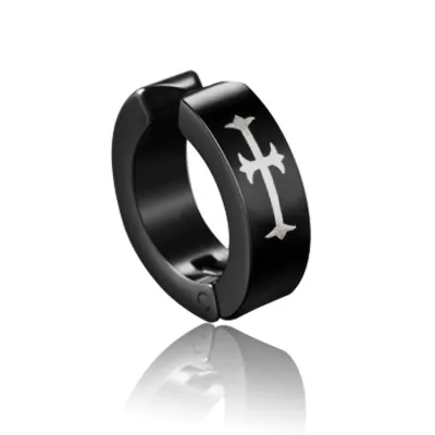 Men Simple Pattern Printed Titanium Steel Ear Clip Unisex Personality Trend