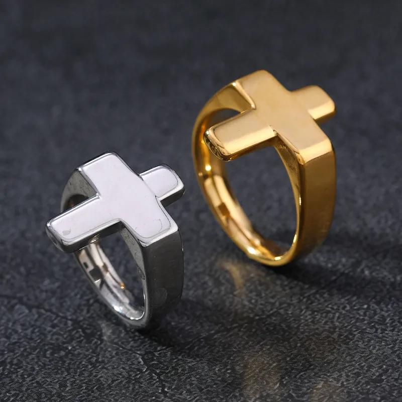 Men's Simple Stainless Steel Cross Fashion Ring