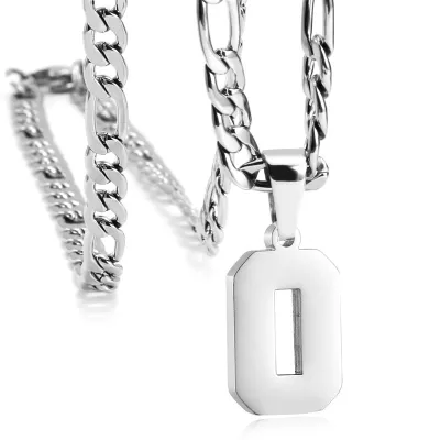 Men's Fashion Simple Stainless Steel Titanium Steel Digital Pendant Necklace O-Chain