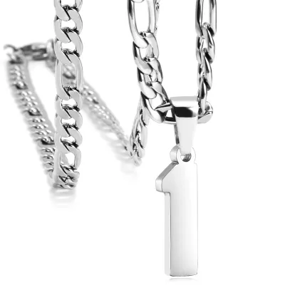 Men's Fashion Simple Stainless Steel Titanium Steel Digital Pendant Necklace O-Chain