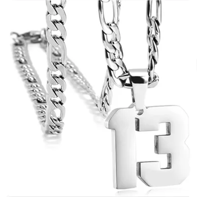 Men's Fashion Simple Stainless Steel Titanium Steel Digital Pendant Necklace O-Chain