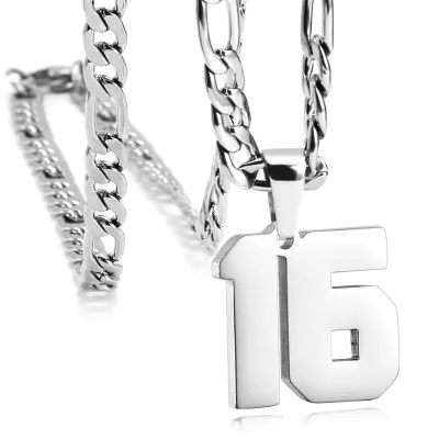 Men's Fashion Simple Stainless Steel Titanium Steel Digital Pendant Necklace O-Chain