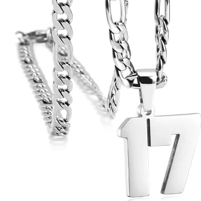 Men's Fashion Simple Stainless Steel Titanium Steel Digital Pendant Necklace O-Chain