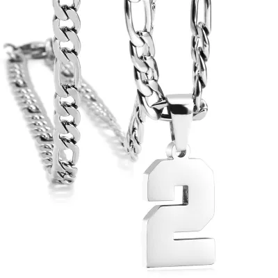 Men's Fashion Simple Stainless Steel Titanium Steel Digital Pendant Necklace O-Chain