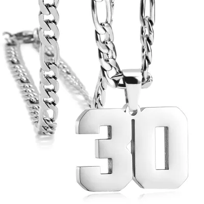 Men's Fashion Simple Stainless Steel Titanium Steel Digital Pendant Necklace O-Chain