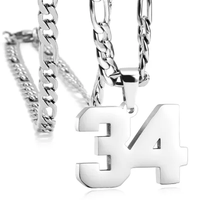 Men's Fashion Simple Stainless Steel Titanium Steel Digital Pendant Necklace O-Chain