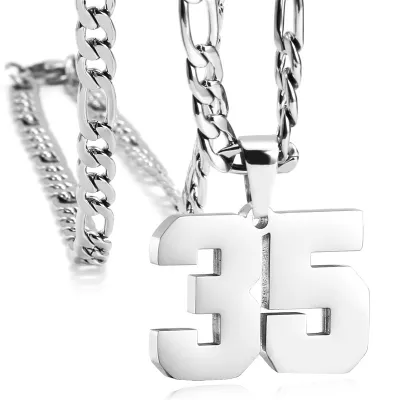 Men's Fashion Simple Stainless Steel Titanium Steel Digital Pendant Necklace O-Chain