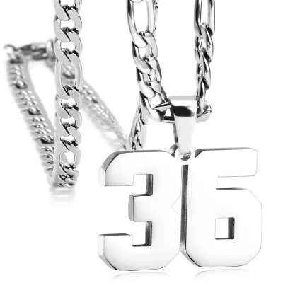 Men's Fashion Simple Stainless Steel Titanium Steel Digital Pendant Necklace O-Chain