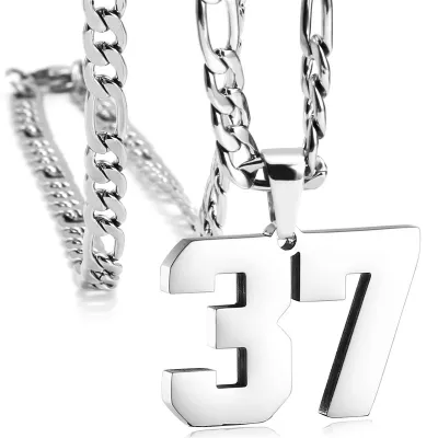 Men's Fashion Simple Stainless Steel Titanium Steel Digital Pendant Necklace O-Chain