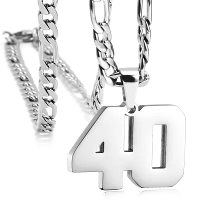 Men's Fashion Simple Stainless Steel Titanium Steel Digital Pendant Necklace O-Chain
