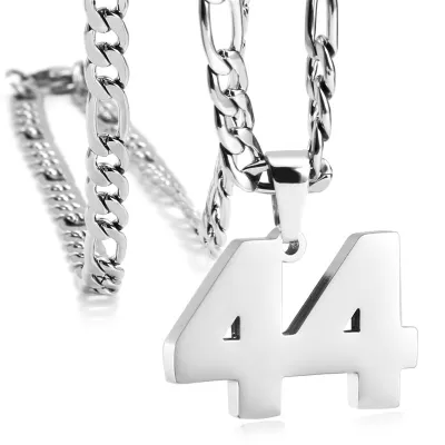 Men's Fashion Simple Stainless Steel Titanium Steel Digital Pendant Necklace O-Chain
