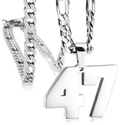 Men's Fashion Simple Stainless Steel Titanium Steel Digital Pendant Necklace O-Chain