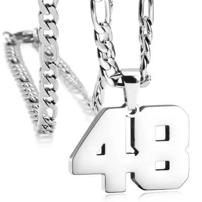 Men's Fashion Simple Stainless Steel Titanium Steel Digital Pendant Necklace O-Chain