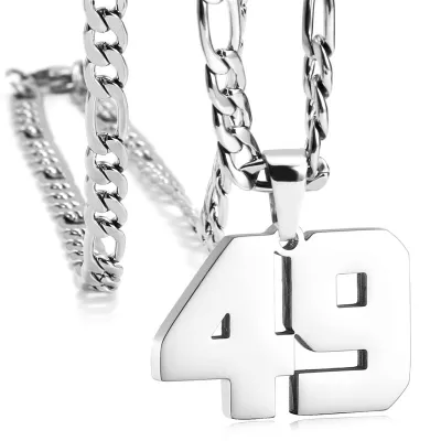 Men's Fashion Simple Stainless Steel Titanium Steel Digital Pendant Necklace O-Chain