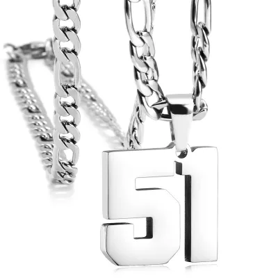 Men's Fashion Simple Stainless Steel Titanium Steel Digital Pendant Necklace O-Chain