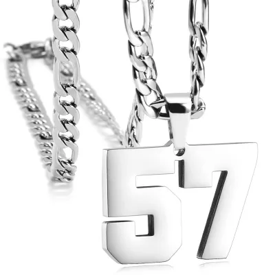 Men's Fashion Simple Stainless Steel Titanium Steel Digital Pendant Necklace O-Chain